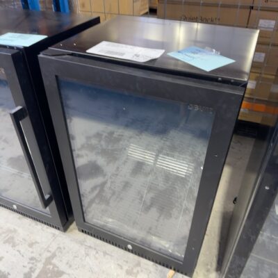 EX DISPLAY EURO EA555BCBPL BLACK 555MM SINGLE GLASS DOOR BAR FRIDGE, LOW E GLASS SPRING BACK DOORS, WITH LOCK, 3 MONTH WARRANTY