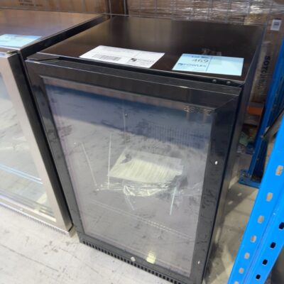 EX DISPLAY EURO EA555BFBL BLACK 555MM SINGLE GLASS DOOR BAR FRIDGE, LOW E GLASS SPRING BACK DOORS, WITH LOCK, RRP$ 1799, 3 MONTH WARRANTY