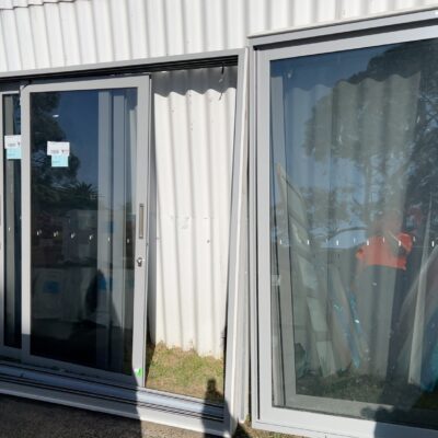 2300X2150 ALUMINIUM SLIDING DOOR UNIT WITH MATCHING SIDE PANEL