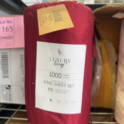 NEW KING SIZE 1000TC SHEET SET - COTTON/POLYESTER, BURGUNDY