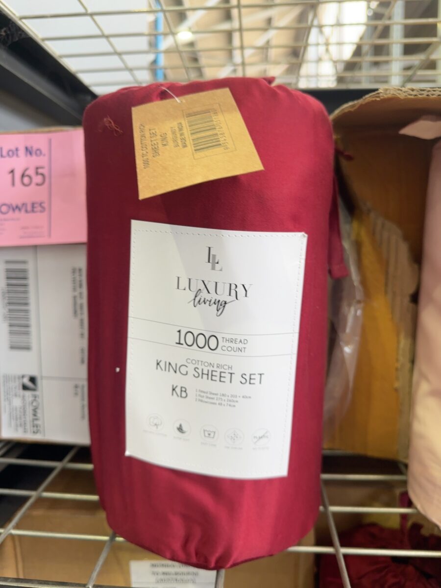 NEW KING SIZE 1000TC SHEET SET - COTTON/POLYESTER, BURGUNDY
