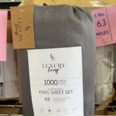 NEW KING SIZE 1000TC SHEET SET - COTTON/POLYESTER, CHARCOAL
