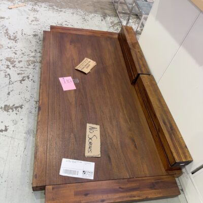 EX STAGING - WALNUT STAIN TIMBER DINING TABLE 1800MM - NO SCREWS