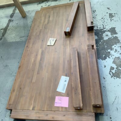 EX STAGING - WALNUT STAIN TIMBER DINING TABLE 1800MM - NO SCREWS