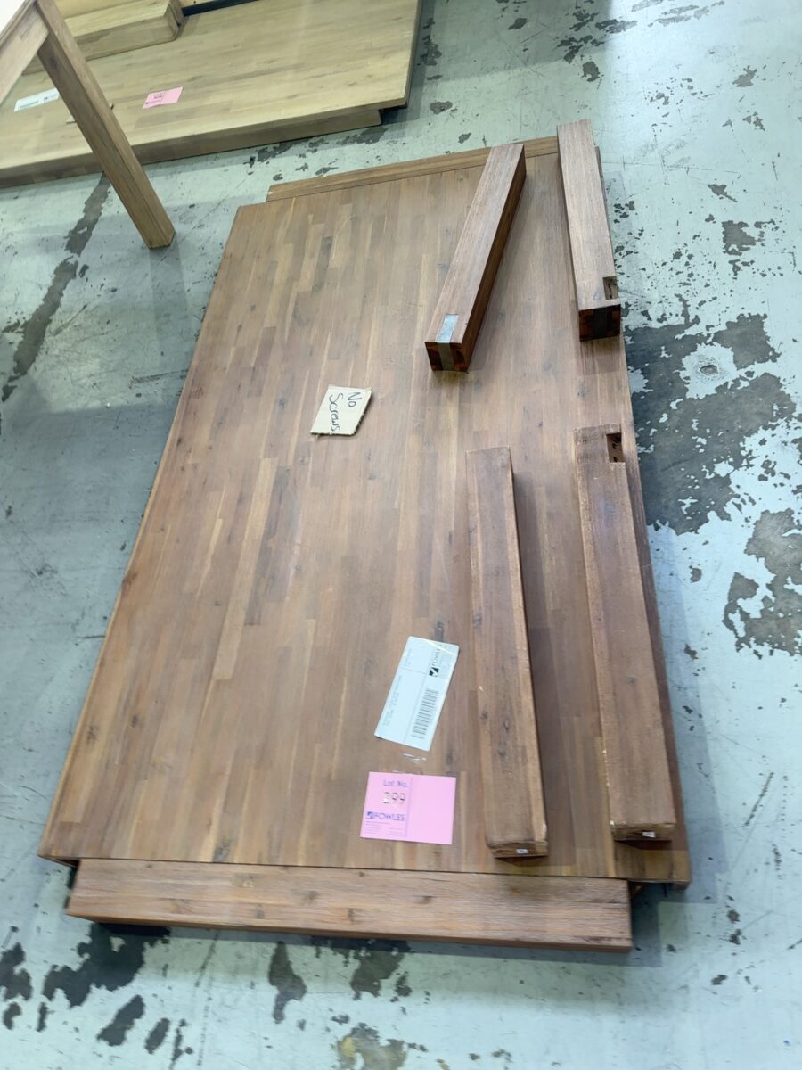 EX STAGING - WALNUT STAIN TIMBER DINING TABLE 1800MM - NO SCREWS