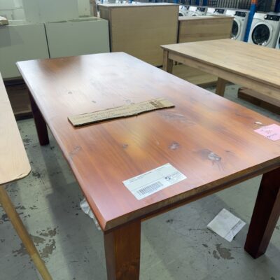 EX STAGING - HARDWOOD TIMBER 2000MM DINING TABLE, SOLD AS IS