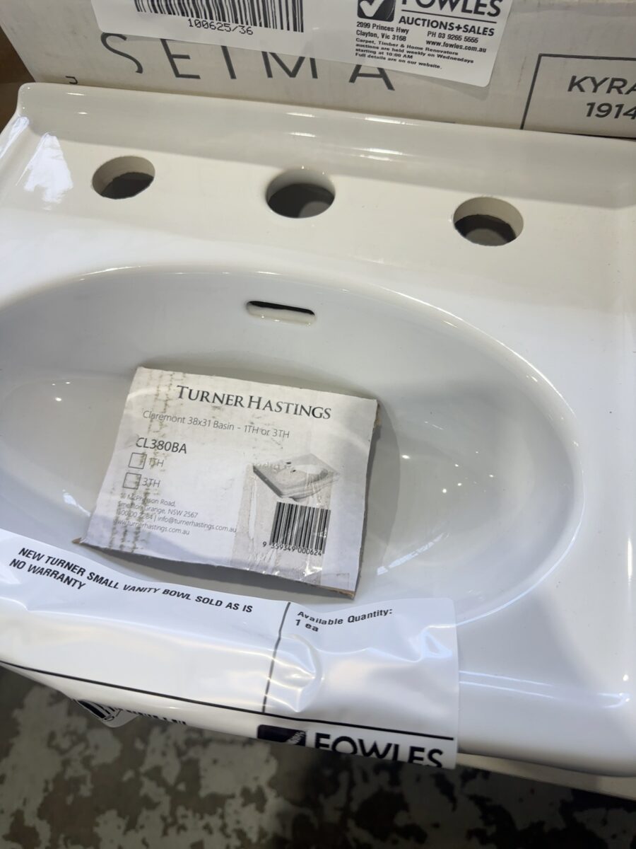 NEW TURNER SMALL VANITY BOWL SOLD AS IS NO WARRANTY