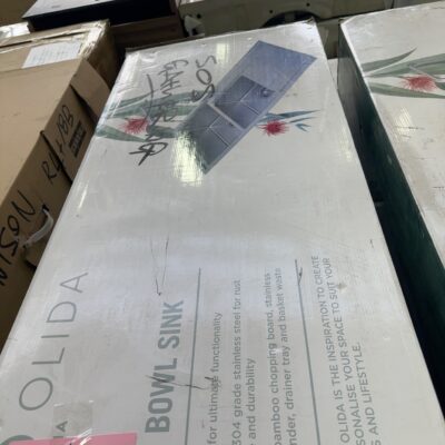 NEW CAROMA OLINDA 1 & 3/4 BOWL KITCHEN SINK WITH RIGHT HAND DRAINER SOLD AS IS NO WARRANTY