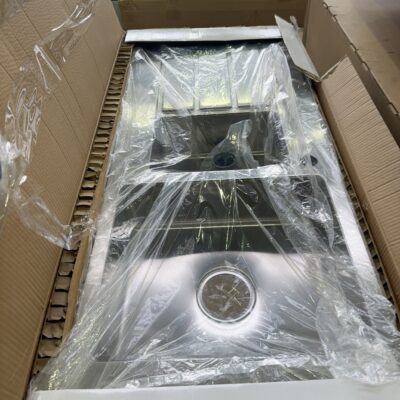 NEW CLARK EVO 1 & 1/2 BOWL KITCHEN SINK, LEFT HAND DRAINER SOLD AS IS NO WARRANTY