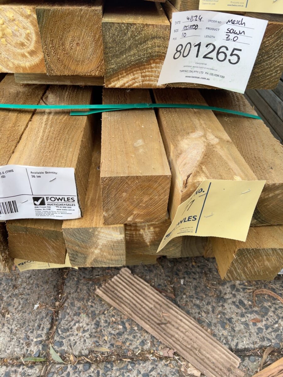 100X100 TREATED PINE POSTS-10/3.6 (THIS PACK IS AGED STOCK AND SOLD AS IS)