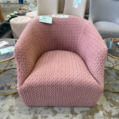EX STAGING - PINK ARMCHAIR, SOLD AS IS