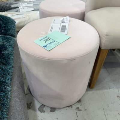 EX STAGING - LIGHT PINK ROUND FOOTSTOOLS, SOLD AS IS