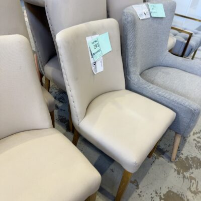 EX STAGING - TAUPE DINING CHAIR, SOLD AS IS