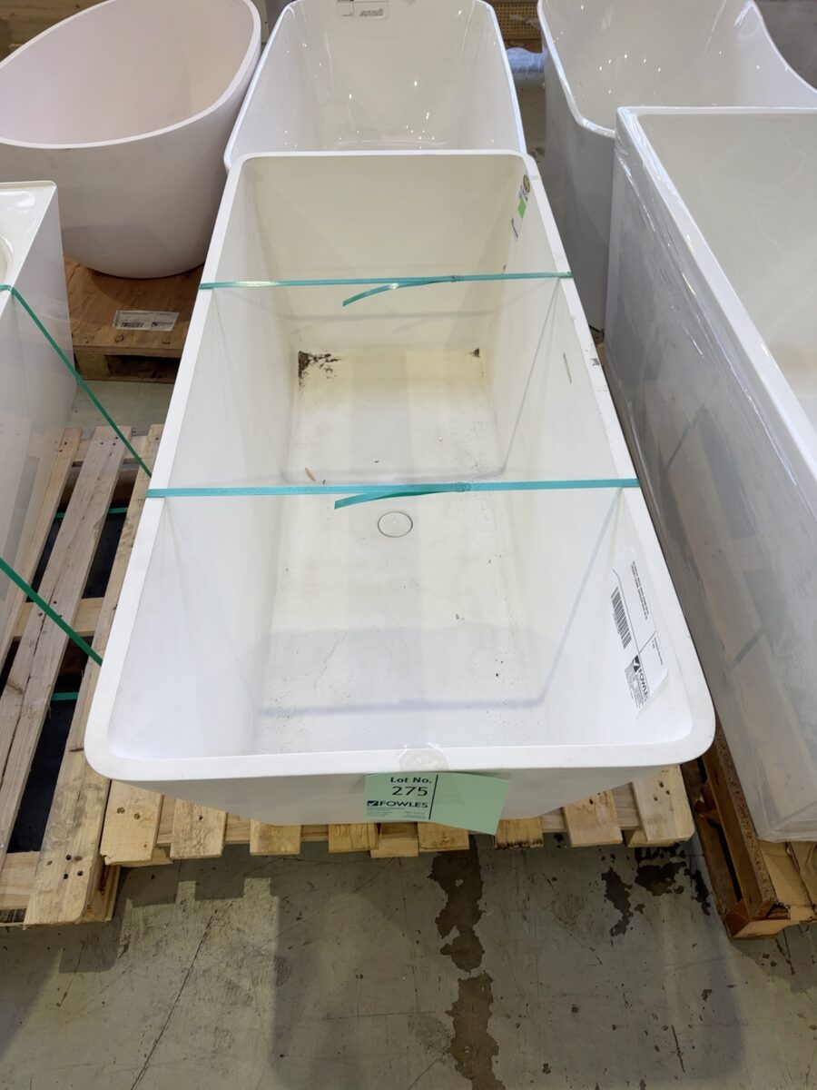 EX DISPLAY MATTE WHITE STONE BATH, 1485MM X 685MM, RRP$3999 SOLD AS IS