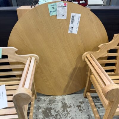 EX DISPLAY PIXEL 1200MM ROUND NATURAL OAK DINING TABLE, TOP ONLY SOLD AS IS