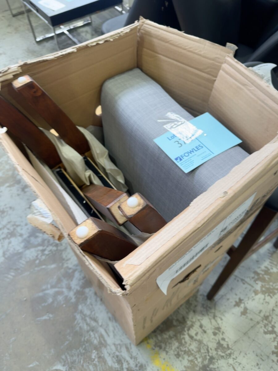 NEW IN CARTON, BOX OF 2 AMART GREY FABRIC DINING CHAIR, SOLD AS IS (BOX OF 2)