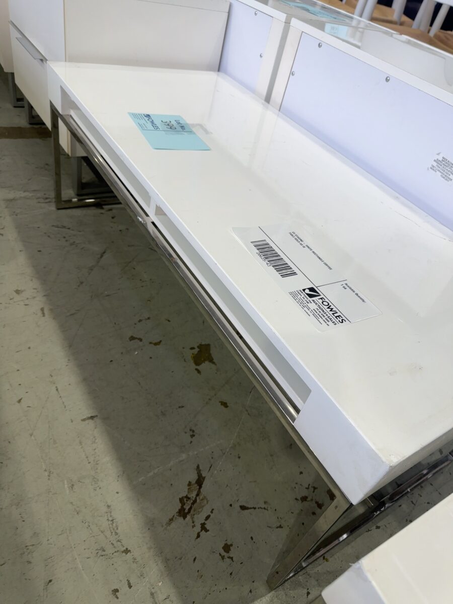 EX STAGING - WHITE RECTANGLE COFFEE TABLE SOLD AS IS