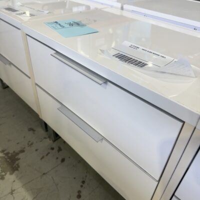 EX STAGING - WHITE GLOSS BEDSIDE TABLE, SOLD AS IS