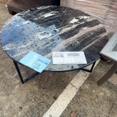 EX STAGING - ROUND BLACK MARBLE COFFEE TABLE, SOLD AS IS