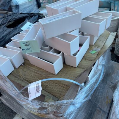 PALLET OF NEW SMALL WHITE PLANT POT TROUGH  31X 11X 12CM - APPROX 70 QTY
