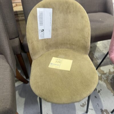 EX HIRE MOSS GREEN CORD DINING CHAIR, SOLD AS IS