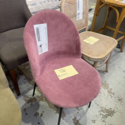 EX HIRE ROSE PINK CORD DINING CHAIR, SOLD AS IS