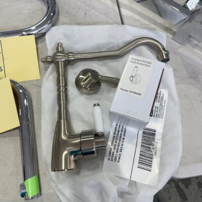 EX DISPLAY BORDEAUX BRUSHED NICKEL KITCHEN MIXER WITH CERAMIC HANDLE, ALSO COMES WITH REPLACEMENT BRUSHED NICKEL HANDLE, SOLD AS IS NO WARRANTY
