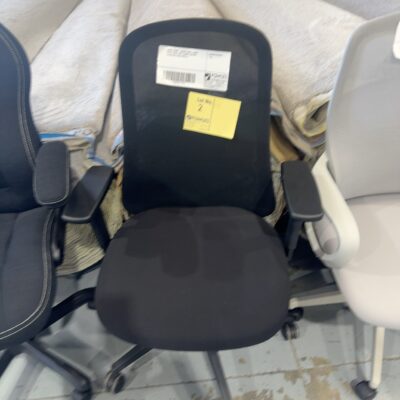 SAMPLE CHAIR - BLACK FABRIC & MESH OFFICE CHAIR, WITH LUMBAR SUPPORT, ADJUSTABLE120KG RRP$179