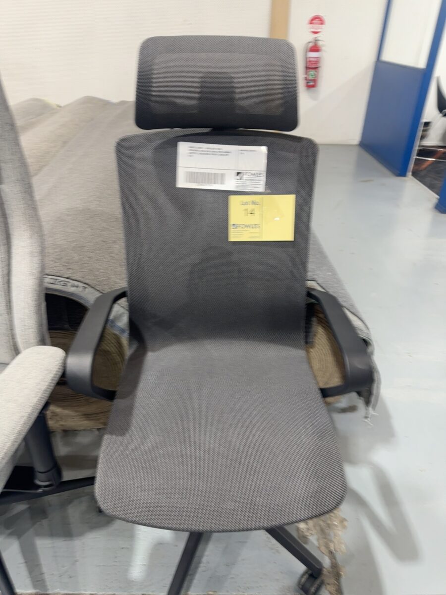 SAMPLE CHAIR - DARK GREY MESH ERGONOMIC HIGH BACK CHAIR, WITH LUMBAR SUPPORT, ADJUSTABLE WEIGHT 130KG RRP$229