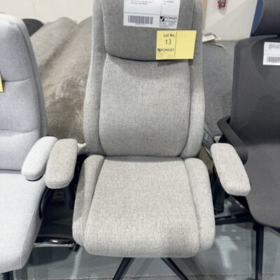 SAMPLE CHAIR - GREY FABRIC PADDED EXECUTIVE CHAIR, HIGH BACK, MULTI ADJUSTABLE 130KG RRP$299