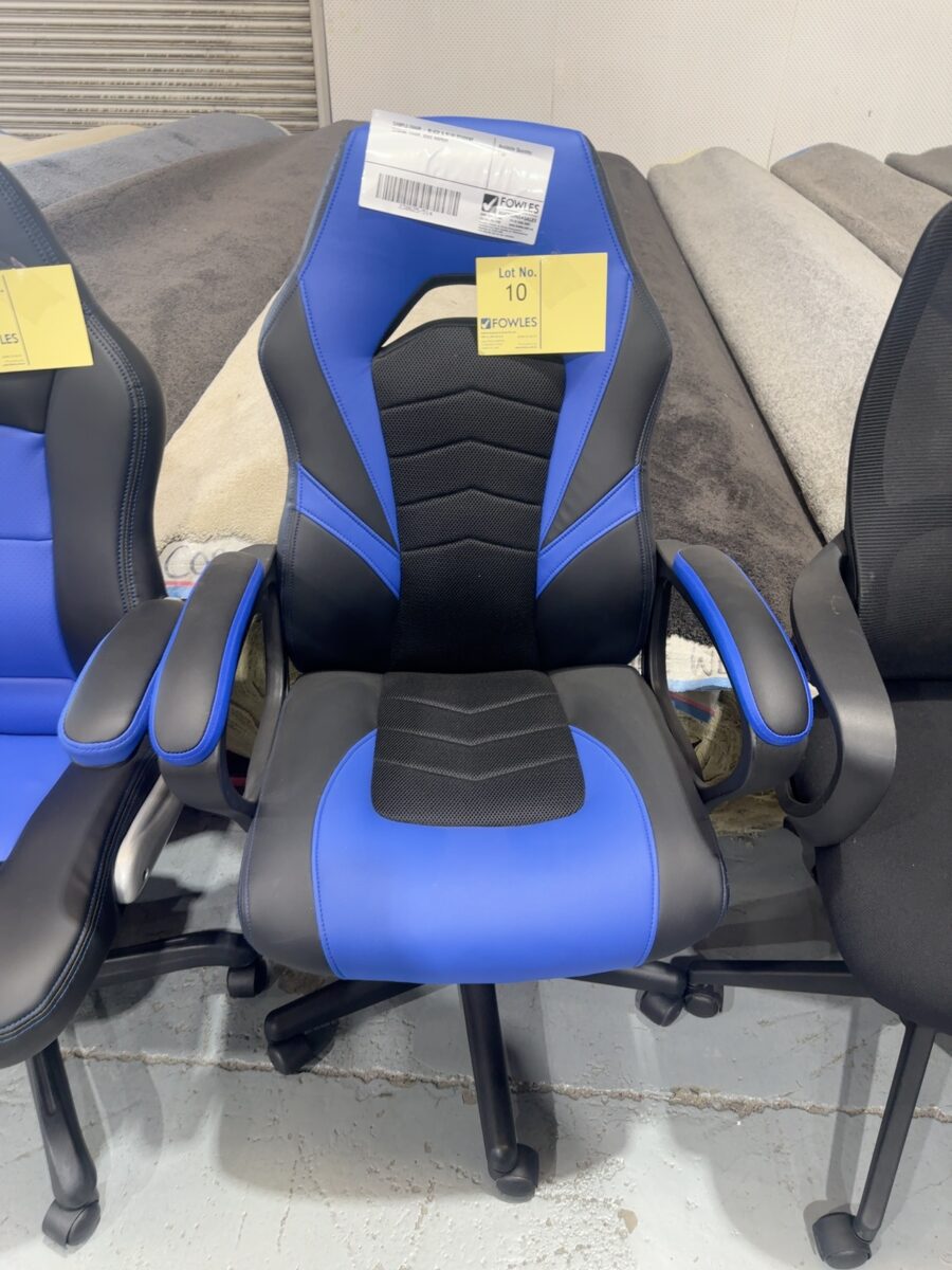 SAMPLE CHAIR - BLACK & BLUE STUDENT GAMING CHAIR, 80KG RRP$99