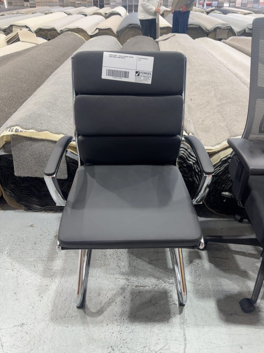 SAMPLE CHAIR - BLACK & CHROME VISITORS CHAIR WEIGHT 160KG RRP$279