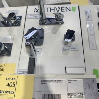 EX SHOWROOM TAPWARE DISPLAY BOARD - METHVEN BATHROOM TAPWARE, CHROME, SOLD AS IS