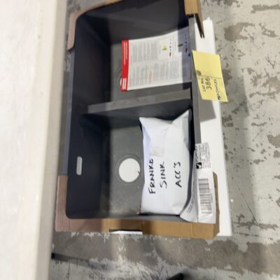 EX DISPLAY, FRANKE GREY DOUBLE BOWL FRAGANITE SINK, SOLD AS IS