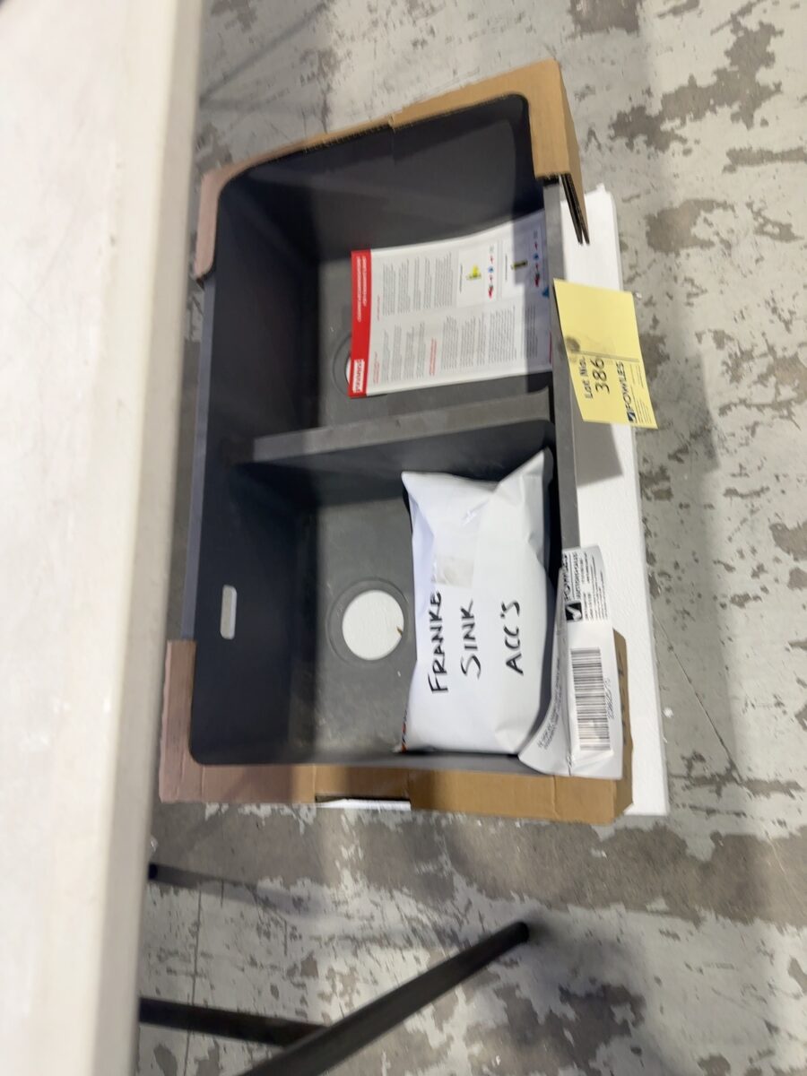EX DISPLAY, FRANKE GREY DOUBLE BOWL FRAGANITE SINK, SOLD AS IS