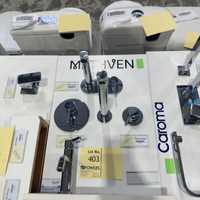 EX SHOWROOM TAPWARE DISPLAY BOARD - METHVEN BATHROOM TAPWARE, CHROME, SOLD AS IS