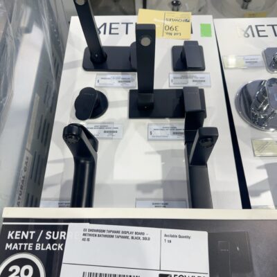 EX SHOWROOM TAPWARE DISPLAY BOARD - METHVEN BATHROOM TAPWARE, BLACK, SOLD AS IS