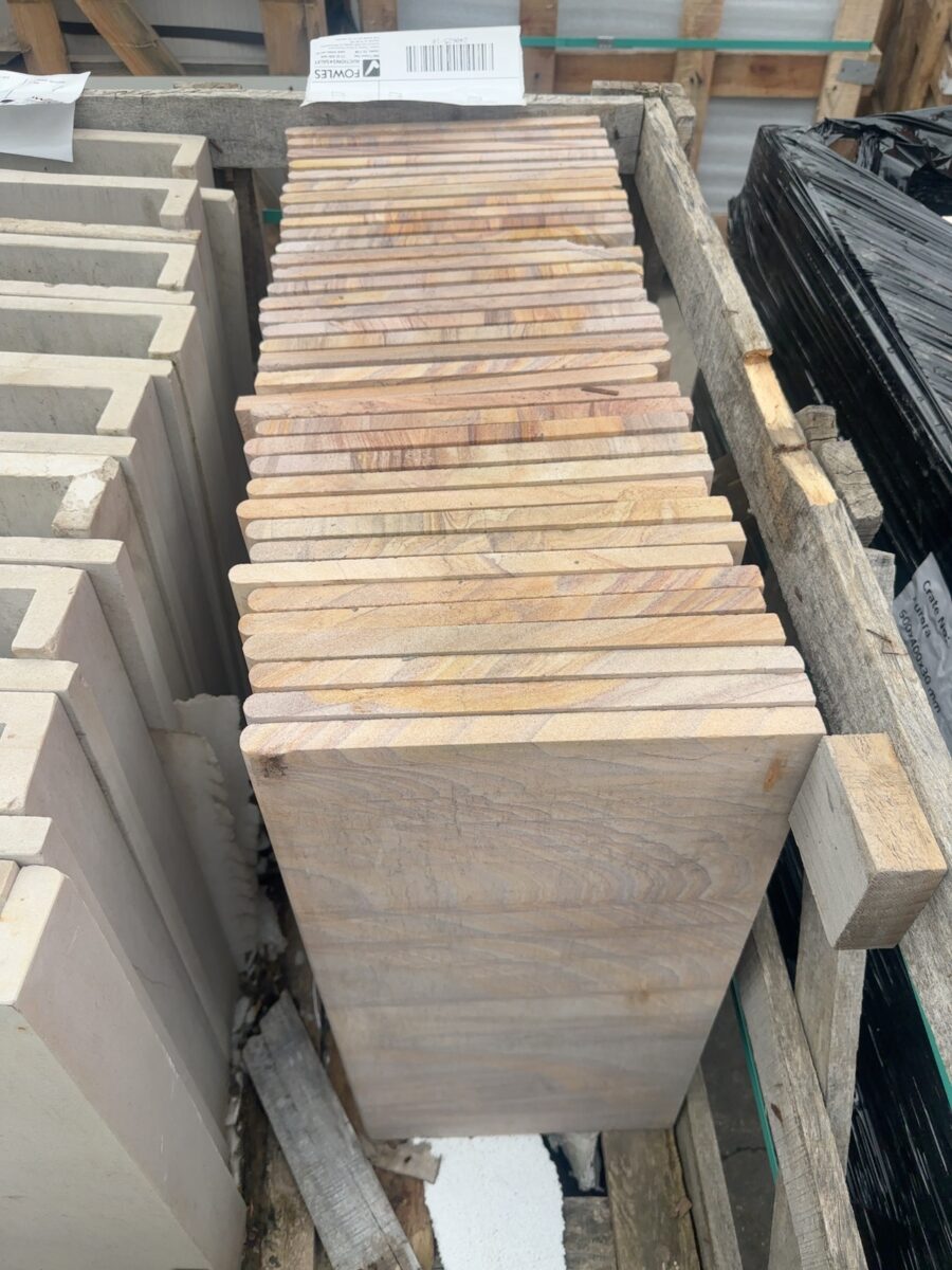 PALLET OF RAINBOW SANDSTONE BULLNOSE PAVERS 600 X 300 X 20MMM QTY36