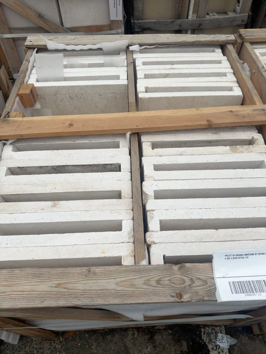 PALLET OF SAVANA LIMESTONE BT COPING 600 X 400 X 30/60 QTY36, #10