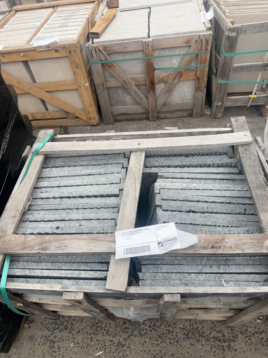 PALLET OF IMPALA BLACK GRANITE COPING 600 X 400X 30/60MM, QTY 50 #9