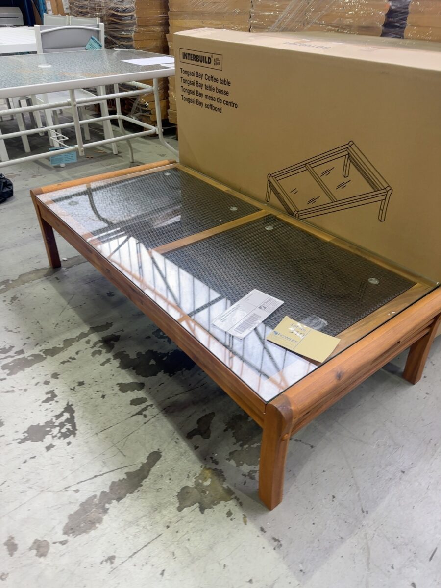 NEW TONGSAI BAY COFFEE TIMBER, ACACIA TIMBER, GOLDEN TEAK, WITH GLASS TOP SOT09304