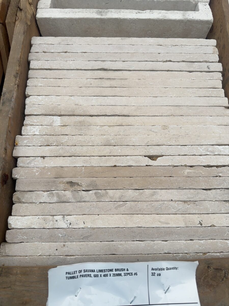 PALLET OF SAVANA LIMESTONE BRUSH & TUMBLE PAVERS, 600 X 400 X 20MM, 32PCS #6