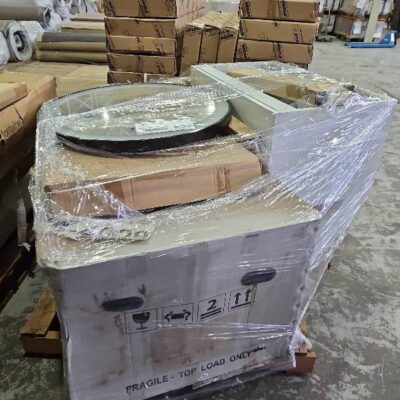 PALLET WITH EX DISPLAY BATH, VANITY, MIRROR, VANITY BOWLS ETC SOLD AS IS NO WARRANTY