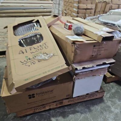 PALLET WITH EX DISPLAY VANITY, SINKS AND BOWLS SOLD AS IS
