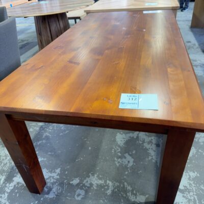 EX STAGING - HARDWOOD TIMBER 2000MM DINING TABLE, SOLD AS IS