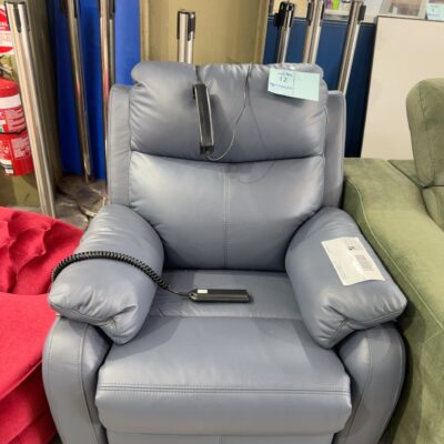 NEW BLUE LEATHER ARMCHAIR WITH RECLINER & LIFT FUNCTION
