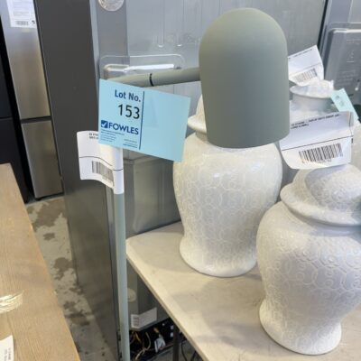 EX STAGING - GREEN METAL FLOOR LAMP SOLD AS IS