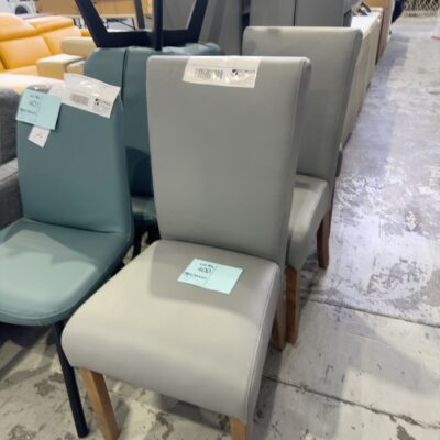 NEW GREY LEATHER DINING CHAIR