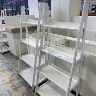 EX HIRE WHITE BOOKCASE, SOLD AS IS (SOME MARKS & DAMAGE)