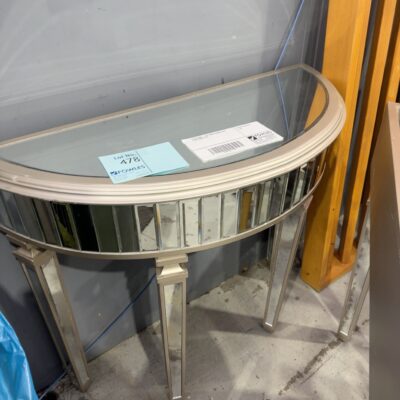EX STAGING - HALF MOON MIRROR SIDE TABLE SOLD AS IS